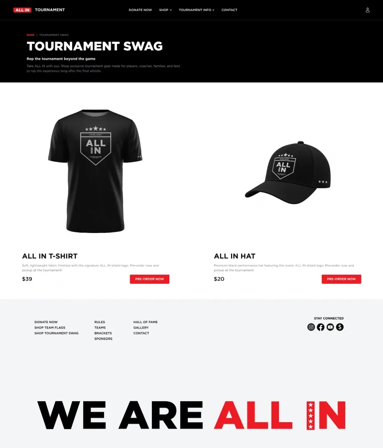 ALL IN Tournament Tournament Swag shop