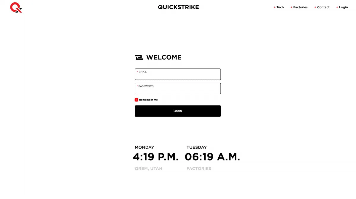 QUICKSTRIKE dealer login page