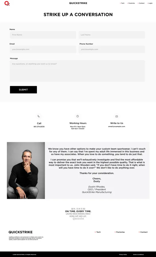 QUICKSTRIKE Contact page